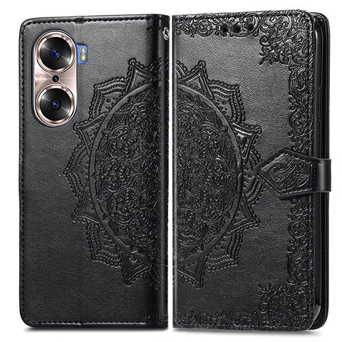 Coque Portefeuille Motif Fantaisie Livre Cuir Etui Clapet pour Huawei Honor 60 Pro 5G Noir