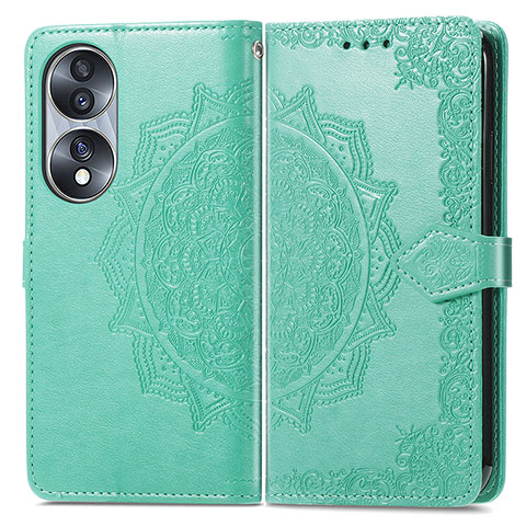 Coque Portefeuille Motif Fantaisie Livre Cuir Etui Clapet pour Huawei Honor 70 5G Vert