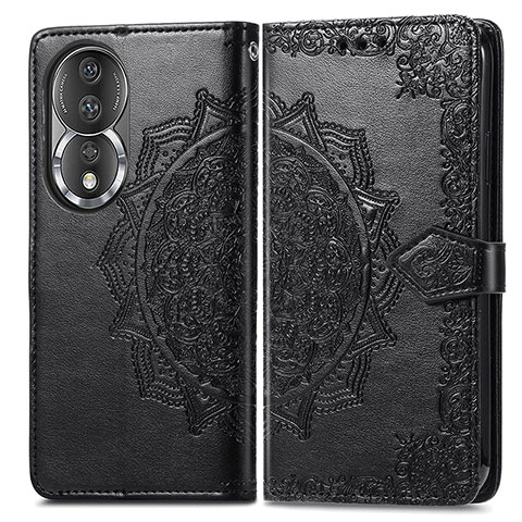 Coque Portefeuille Motif Fantaisie Livre Cuir Etui Clapet pour Huawei Honor 80 5G Noir