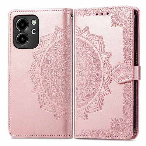 Coque Portefeuille Motif Fantaisie Livre Cuir Etui Clapet pour Huawei Honor 80 SE 5G Or Rose