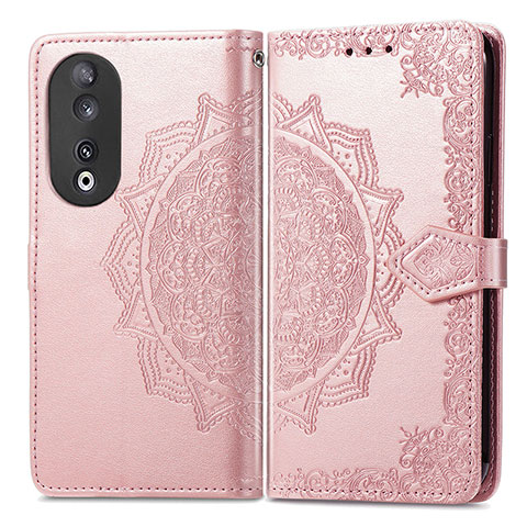 Coque Portefeuille Motif Fantaisie Livre Cuir Etui Clapet pour Huawei Honor 90 5G Or Rose