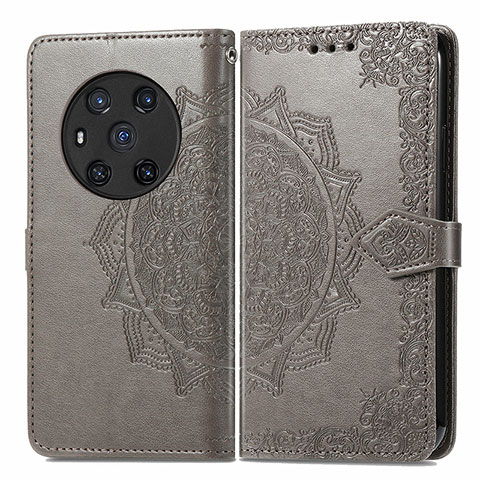 Coque Portefeuille Motif Fantaisie Livre Cuir Etui Clapet pour Huawei Honor Magic3 5G Gris