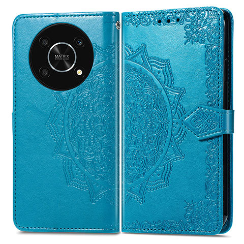 Coque Portefeuille Motif Fantaisie Livre Cuir Etui Clapet pour Huawei Honor Magic4 Lite 5G Bleu