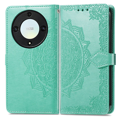 Coque Portefeuille Motif Fantaisie Livre Cuir Etui Clapet pour Huawei Honor Magic5 Lite 5G Vert