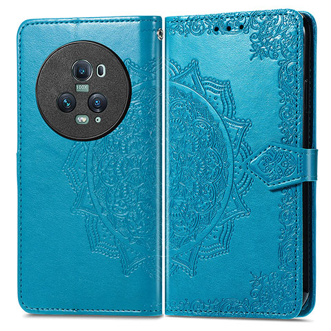 Coque Portefeuille Motif Fantaisie Livre Cuir Etui Clapet pour Huawei Honor Magic5 Pro 5G Bleu