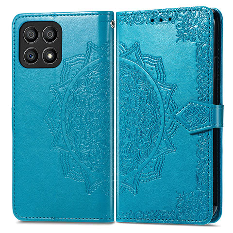 Coque Portefeuille Motif Fantaisie Livre Cuir Etui Clapet pour Huawei Honor X30i Bleu