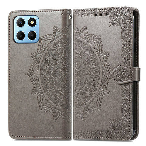 Coque Portefeuille Motif Fantaisie Livre Cuir Etui Clapet pour Huawei Honor X6 5G Gris