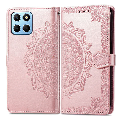 Coque Portefeuille Motif Fantaisie Livre Cuir Etui Clapet pour Huawei Honor X6S Or Rose