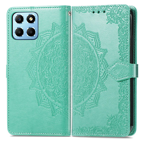 Coque Portefeuille Motif Fantaisie Livre Cuir Etui Clapet pour Huawei Honor X6S Vert