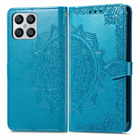 Coque Portefeuille Motif Fantaisie Livre Cuir Etui Clapet pour Huawei Honor X8 4G Bleu