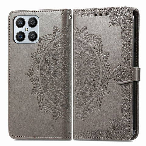 Coque Portefeuille Motif Fantaisie Livre Cuir Etui Clapet pour Huawei Honor X8 4G Gris