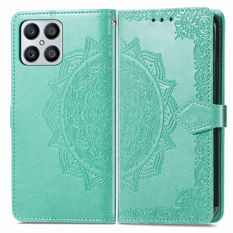 Coque Portefeuille Motif Fantaisie Livre Cuir Etui Clapet pour Huawei Honor X8 4G Vert