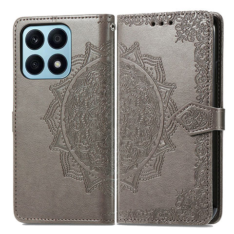 Coque Portefeuille Motif Fantaisie Livre Cuir Etui Clapet pour Huawei Honor X8a 4G Gris