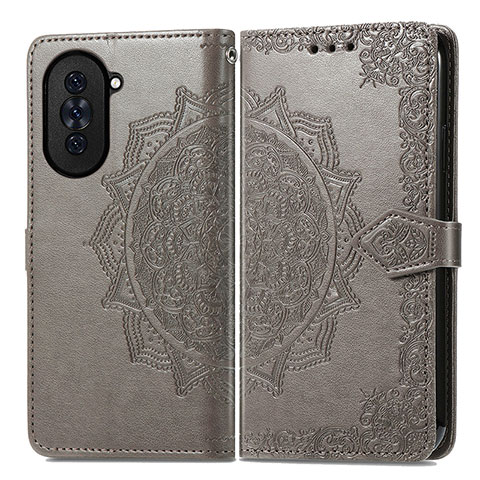 Coque Portefeuille Motif Fantaisie Livre Cuir Etui Clapet pour Huawei Nova 10 Gris