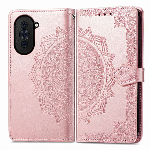 Coque Portefeuille Motif Fantaisie Livre Cuir Etui Clapet pour Huawei Nova 10 Pro Or Rose