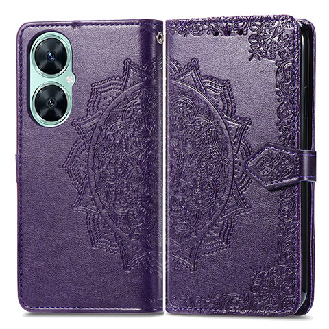 Coque Portefeuille Motif Fantaisie Livre Cuir Etui Clapet pour Huawei Nova 11i Violet