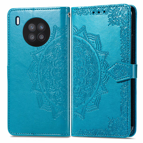 Coque Portefeuille Motif Fantaisie Livre Cuir Etui Clapet pour Huawei Nova 8i Bleu