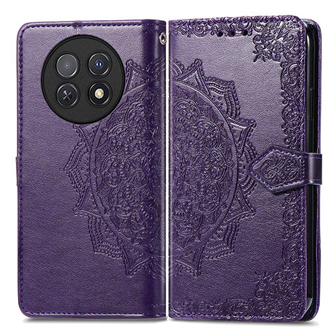 Coque Portefeuille Motif Fantaisie Livre Cuir Etui Clapet pour Huawei Nova Y91 Violet