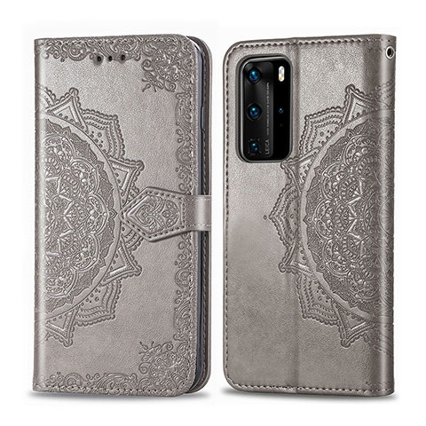 Coque Portefeuille Motif Fantaisie Livre Cuir Etui Clapet pour Huawei P40 Pro Gris