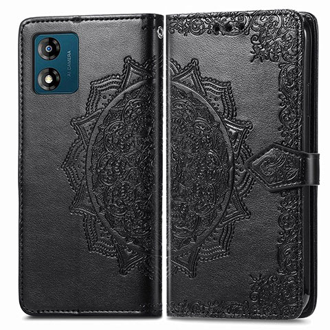 Coque Portefeuille Motif Fantaisie Livre Cuir Etui Clapet pour Motorola Moto E13 Noir