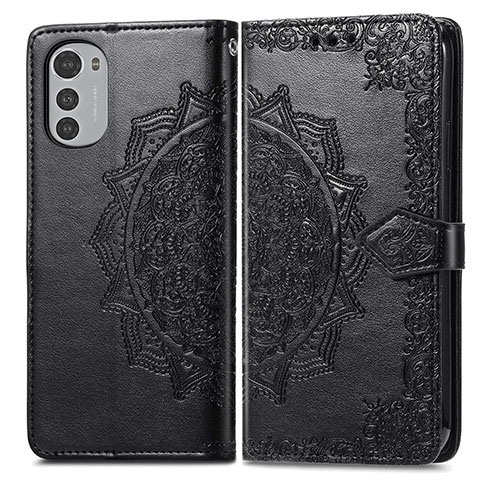 Coque Portefeuille Motif Fantaisie Livre Cuir Etui Clapet pour Motorola Moto E32 Noir