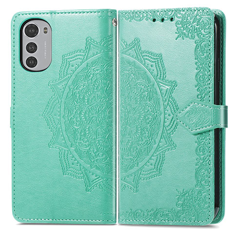 Coque Portefeuille Motif Fantaisie Livre Cuir Etui Clapet pour Motorola Moto E32 Vert