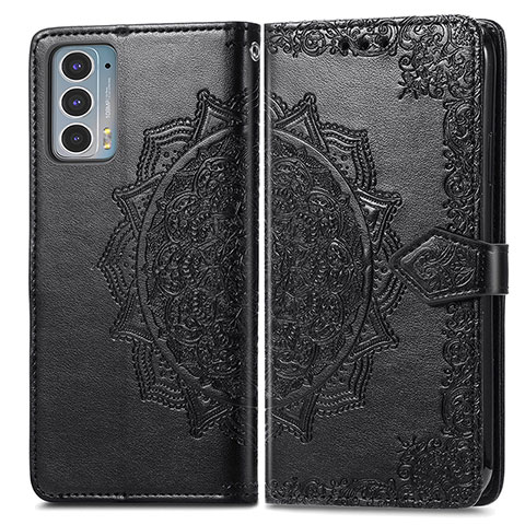 Coque Portefeuille Motif Fantaisie Livre Cuir Etui Clapet pour Motorola Moto Edge 20 5G Noir