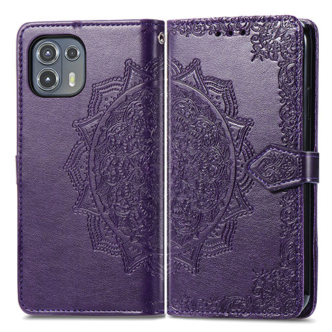 Coque Portefeuille Motif Fantaisie Livre Cuir Etui Clapet pour Motorola Moto Edge 20 Lite 5G Violet