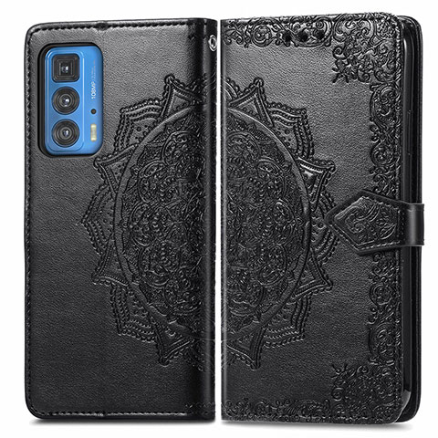 Coque Portefeuille Motif Fantaisie Livre Cuir Etui Clapet pour Motorola Moto Edge 20 Pro 5G Noir