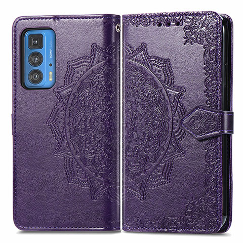 Coque Portefeuille Motif Fantaisie Livre Cuir Etui Clapet pour Motorola Moto Edge 20 Pro 5G Violet