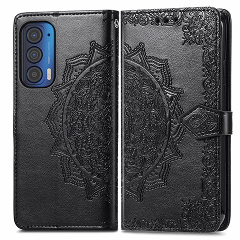 Coque Portefeuille Motif Fantaisie Livre Cuir Etui Clapet pour Motorola Moto Edge (2021) 5G Noir