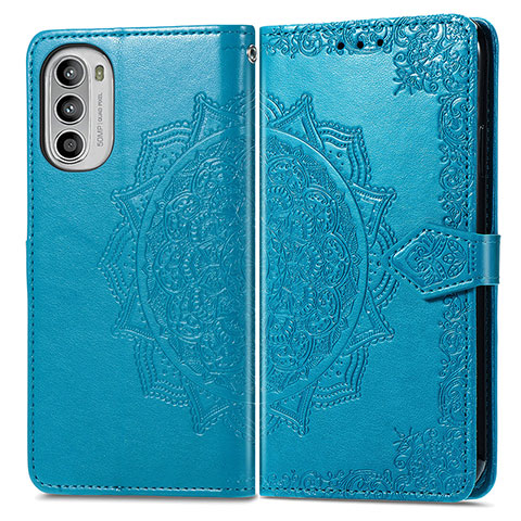 Coque Portefeuille Motif Fantaisie Livre Cuir Etui Clapet pour Motorola Moto Edge (2022) 5G Bleu