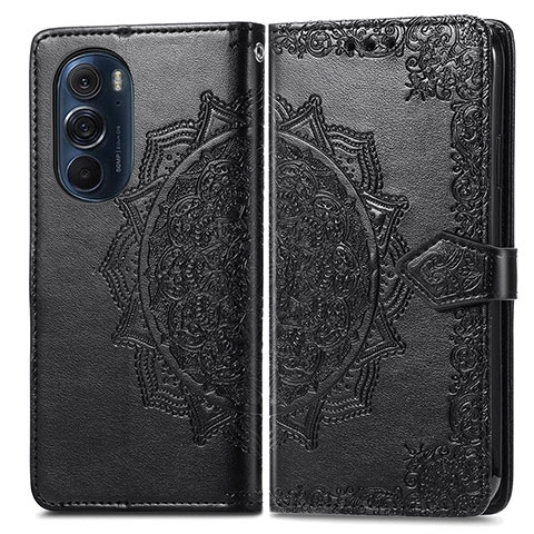 Coque Portefeuille Motif Fantaisie Livre Cuir Etui Clapet pour Motorola Moto Edge 30 Pro 5G Noir