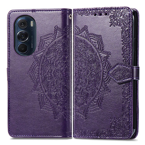 Coque Portefeuille Motif Fantaisie Livre Cuir Etui Clapet pour Motorola Moto Edge 30 Pro 5G Violet