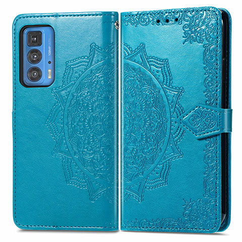 Coque Portefeuille Motif Fantaisie Livre Cuir Etui Clapet pour Motorola Moto Edge S Pro 5G Bleu