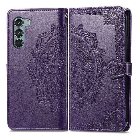 Coque Portefeuille Motif Fantaisie Livre Cuir Etui Clapet pour Motorola Moto Edge S30 5G Violet