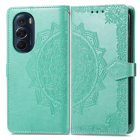 Coque Portefeuille Motif Fantaisie Livre Cuir Etui Clapet pour Motorola Moto Edge X30 5G Vert