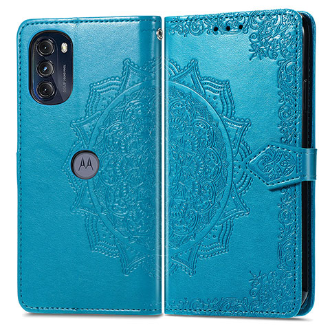 Coque Portefeuille Motif Fantaisie Livre Cuir Etui Clapet pour Motorola Moto G 5G (2022) Bleu