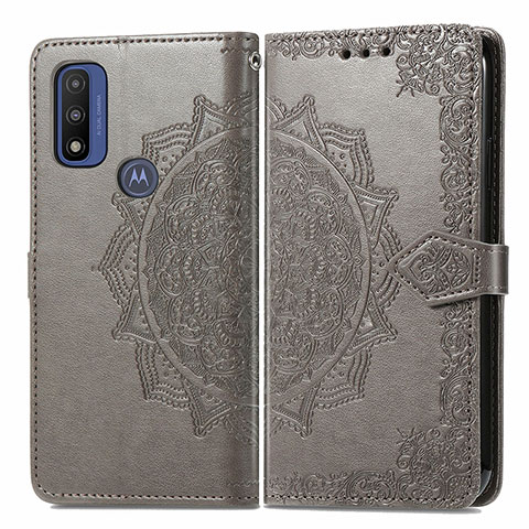 Coque Portefeuille Motif Fantaisie Livre Cuir Etui Clapet pour Motorola Moto G Pure Gris