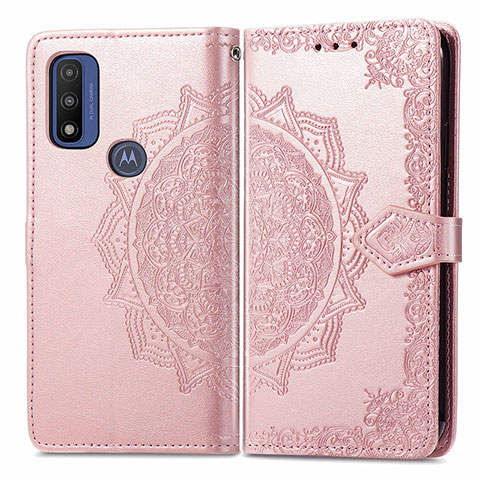 Coque Portefeuille Motif Fantaisie Livre Cuir Etui Clapet pour Motorola Moto G Pure Or Rose