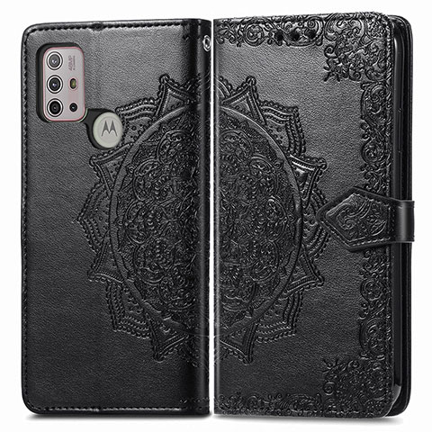 Coque Portefeuille Motif Fantaisie Livre Cuir Etui Clapet pour Motorola Moto G10 Noir