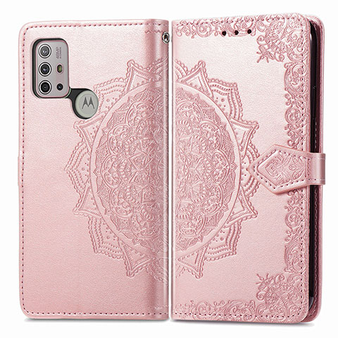 Coque Portefeuille Motif Fantaisie Livre Cuir Etui Clapet pour Motorola Moto G10 Power Or Rose