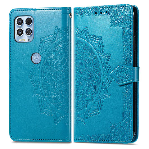 Coque Portefeuille Motif Fantaisie Livre Cuir Etui Clapet pour Motorola Moto G100 5G Bleu