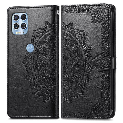 Coque Portefeuille Motif Fantaisie Livre Cuir Etui Clapet pour Motorola Moto G100 5G Noir