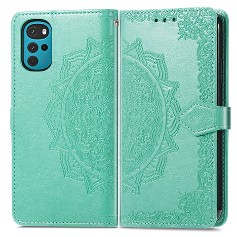 Coque Portefeuille Motif Fantaisie Livre Cuir Etui Clapet pour Motorola Moto G22 Vert