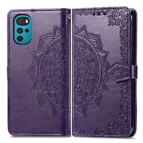 Coque Portefeuille Motif Fantaisie Livre Cuir Etui Clapet pour Motorola Moto G22 Violet