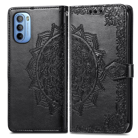 Coque Portefeuille Motif Fantaisie Livre Cuir Etui Clapet pour Motorola Moto G31 Noir