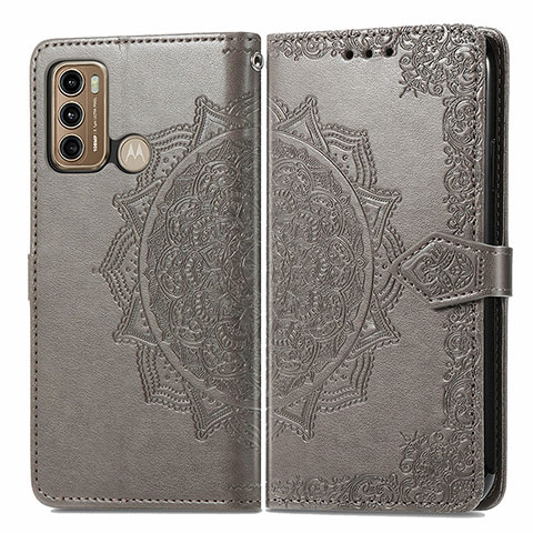 Coque Portefeuille Motif Fantaisie Livre Cuir Etui Clapet pour Motorola Moto G40 Fusion Gris