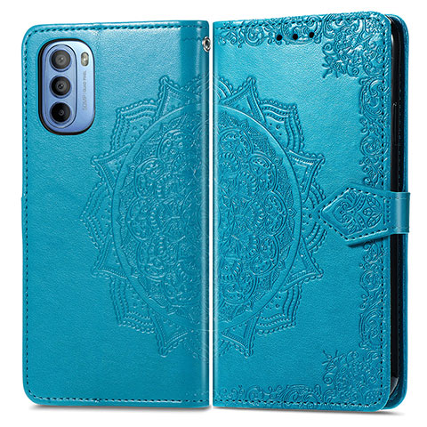 Coque Portefeuille Motif Fantaisie Livre Cuir Etui Clapet pour Motorola Moto G41 Bleu