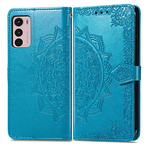 Coque Portefeuille Motif Fantaisie Livre Cuir Etui Clapet pour Motorola Moto G42 Bleu